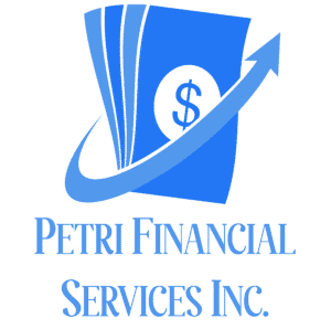 Petri Financial Services logo in blue with upward arrow design